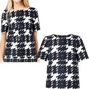 Weekend Max Mara, New Life Houndstooth Short-Sleeve Blouse Black/White Size 6 US